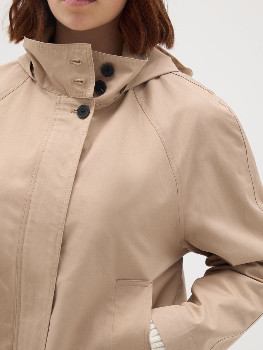 Beige cotton blend jacket regular fit_2
