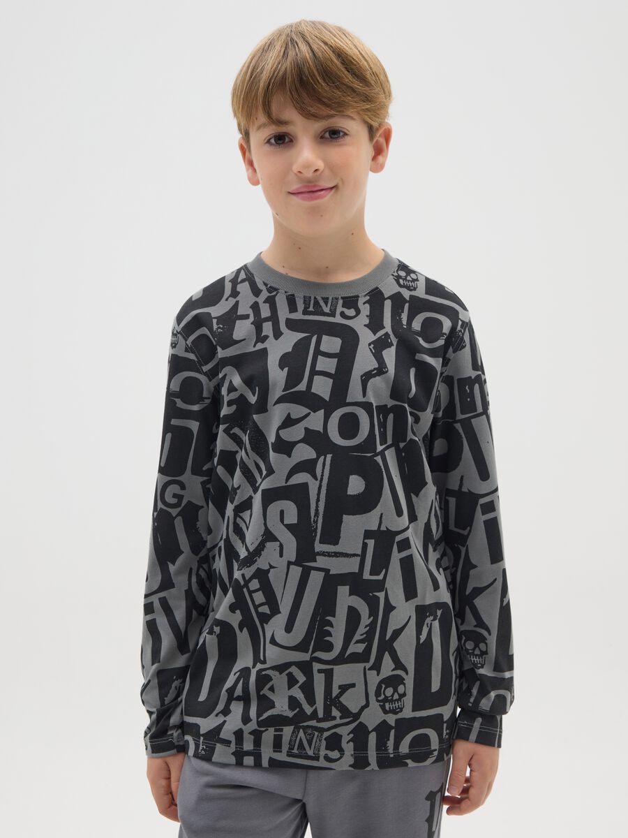 Boys' grey regular fit pure cotton T-shirt_0