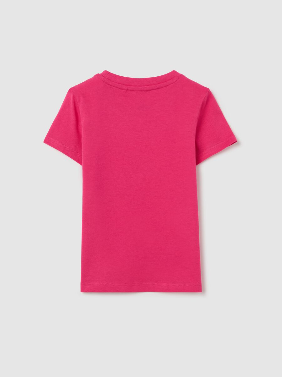 Pink cotton T-shirt with toucan print and glitter_1