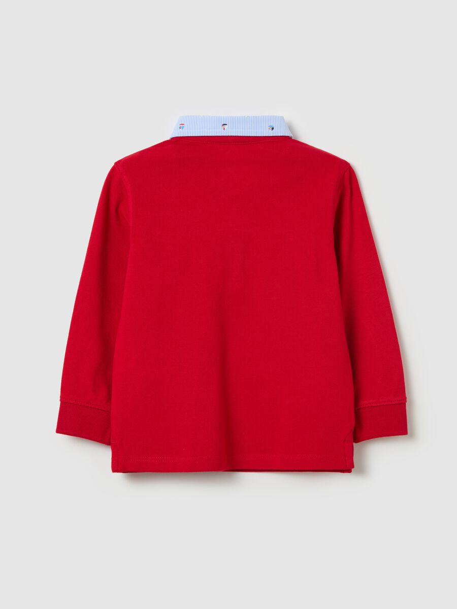 Long-sleeved polo shirt with striped details_1