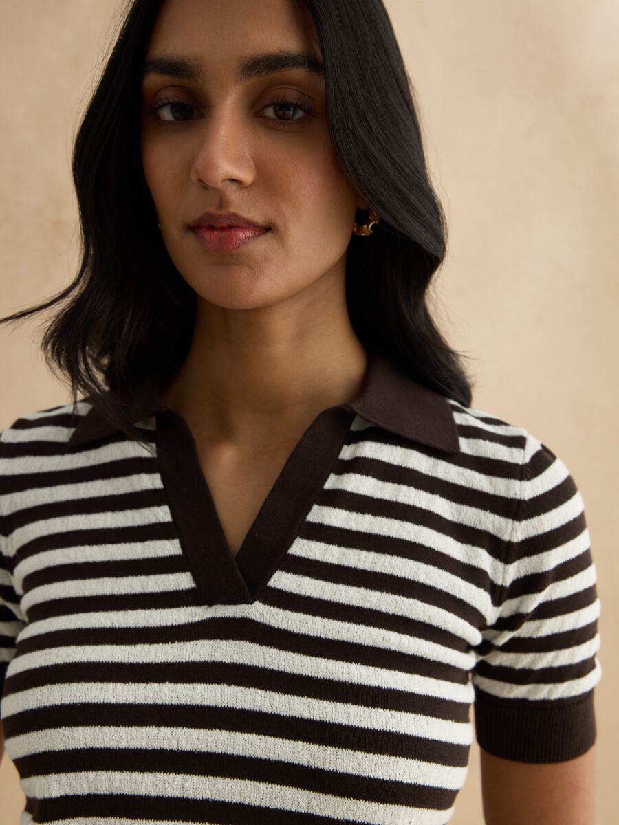 Maglione in misto cotone a righe multicolor regular fit_3