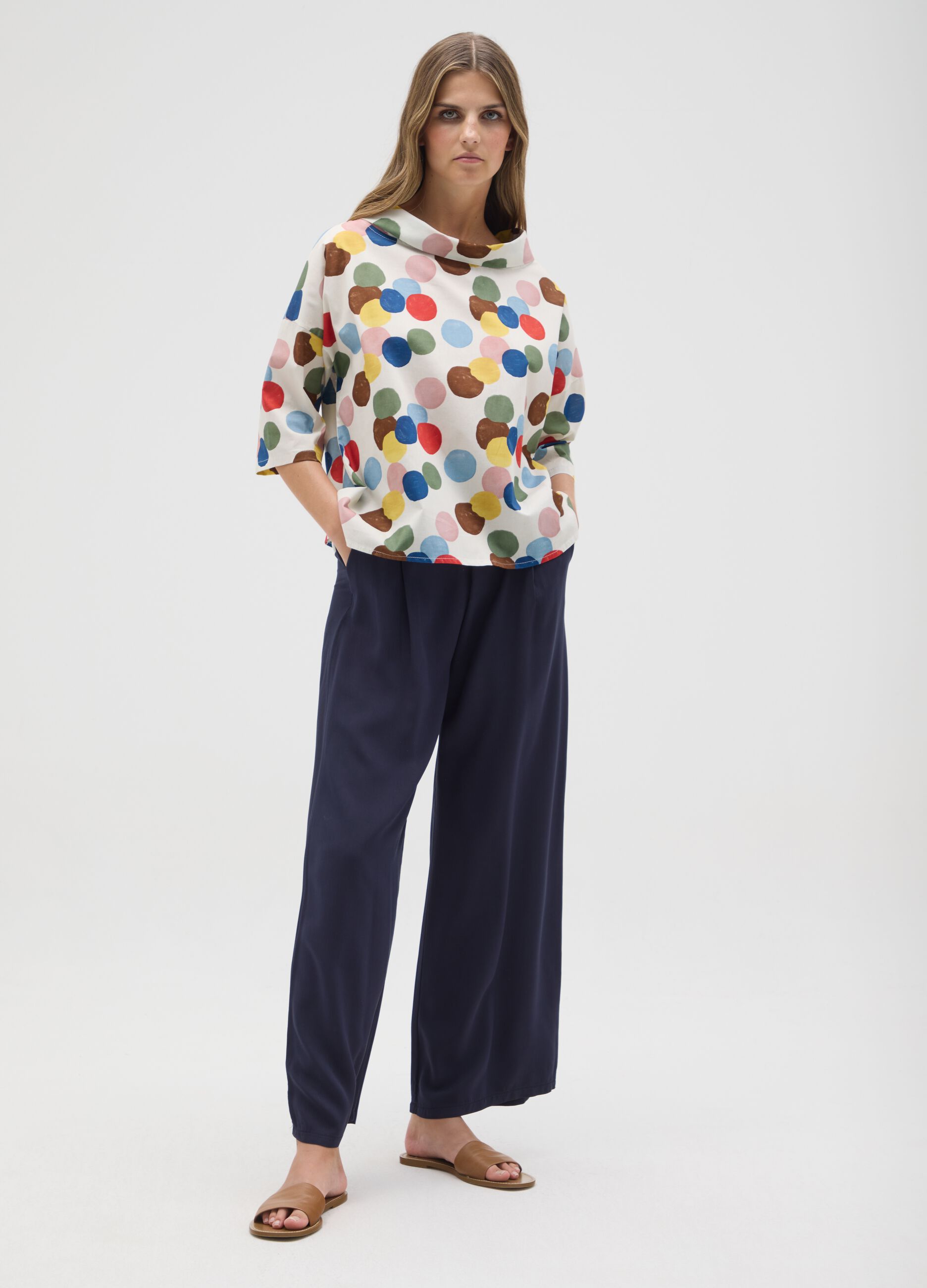 Women's cotton blend multicolour regular fit top
