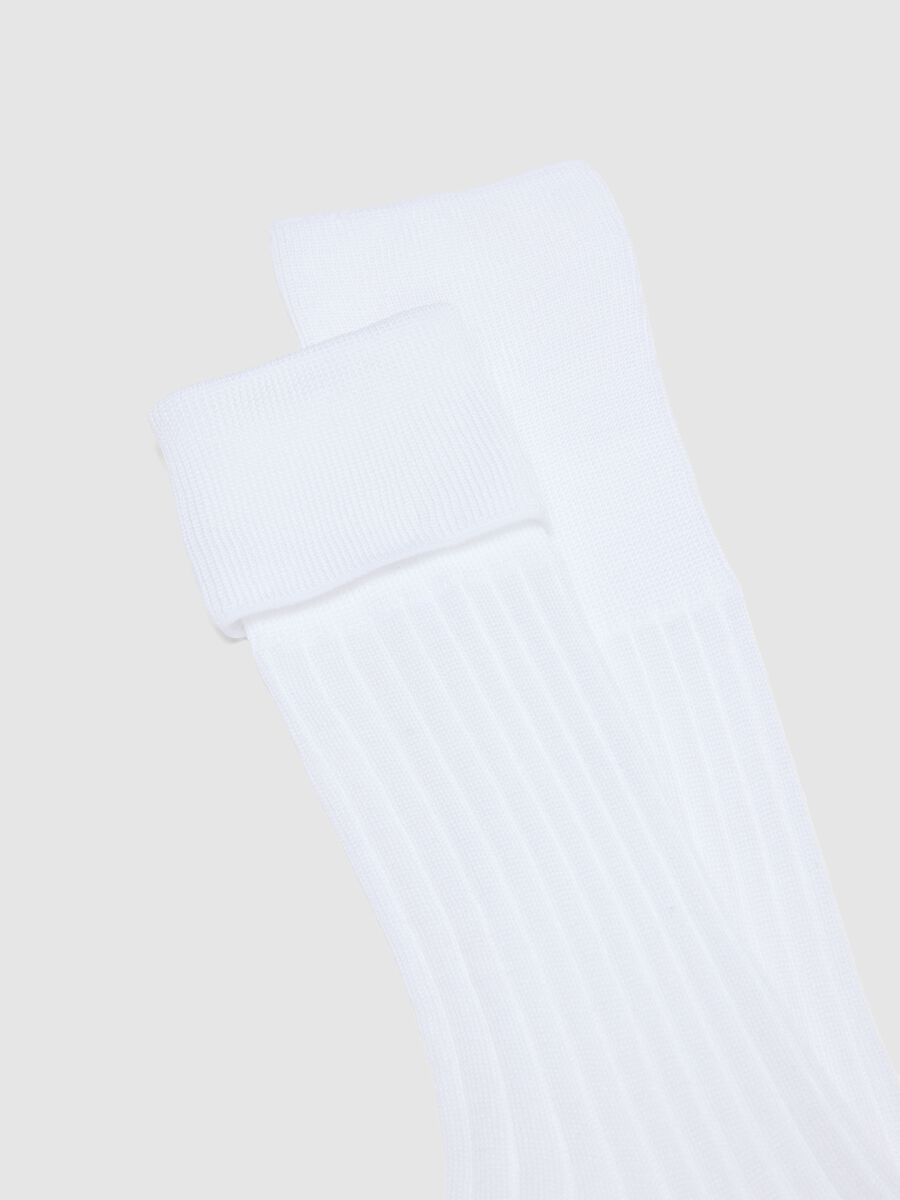 Pack of two long white cotton socks_1