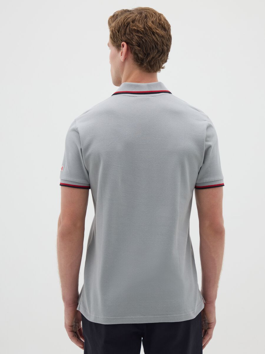 Men's grey regular fit polo shirt in pure cotton_3