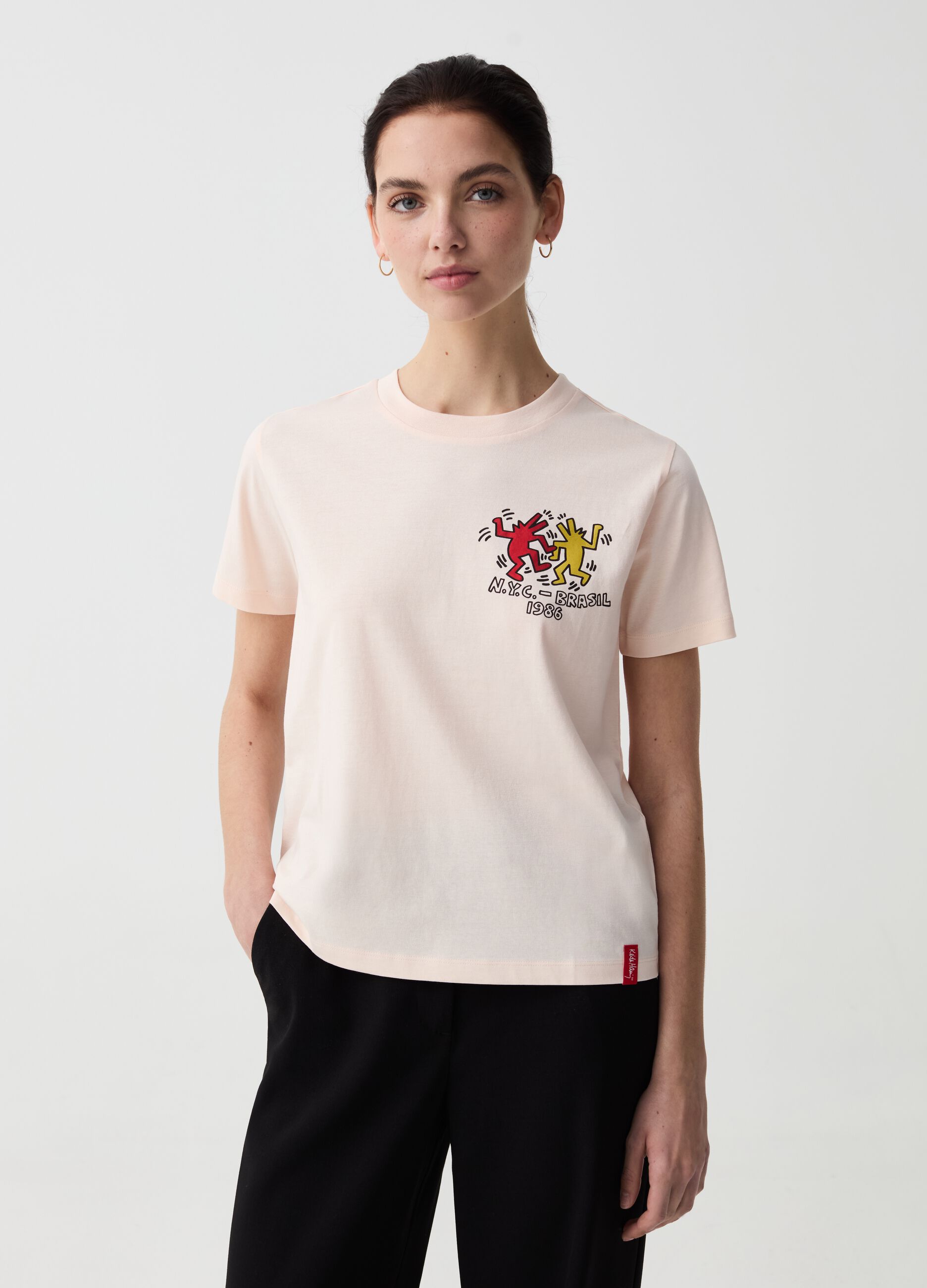 T-shirt con stampa omini Keith Haring