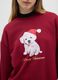 Red cotton blend regular fit sweatshirt with Christmas print_3