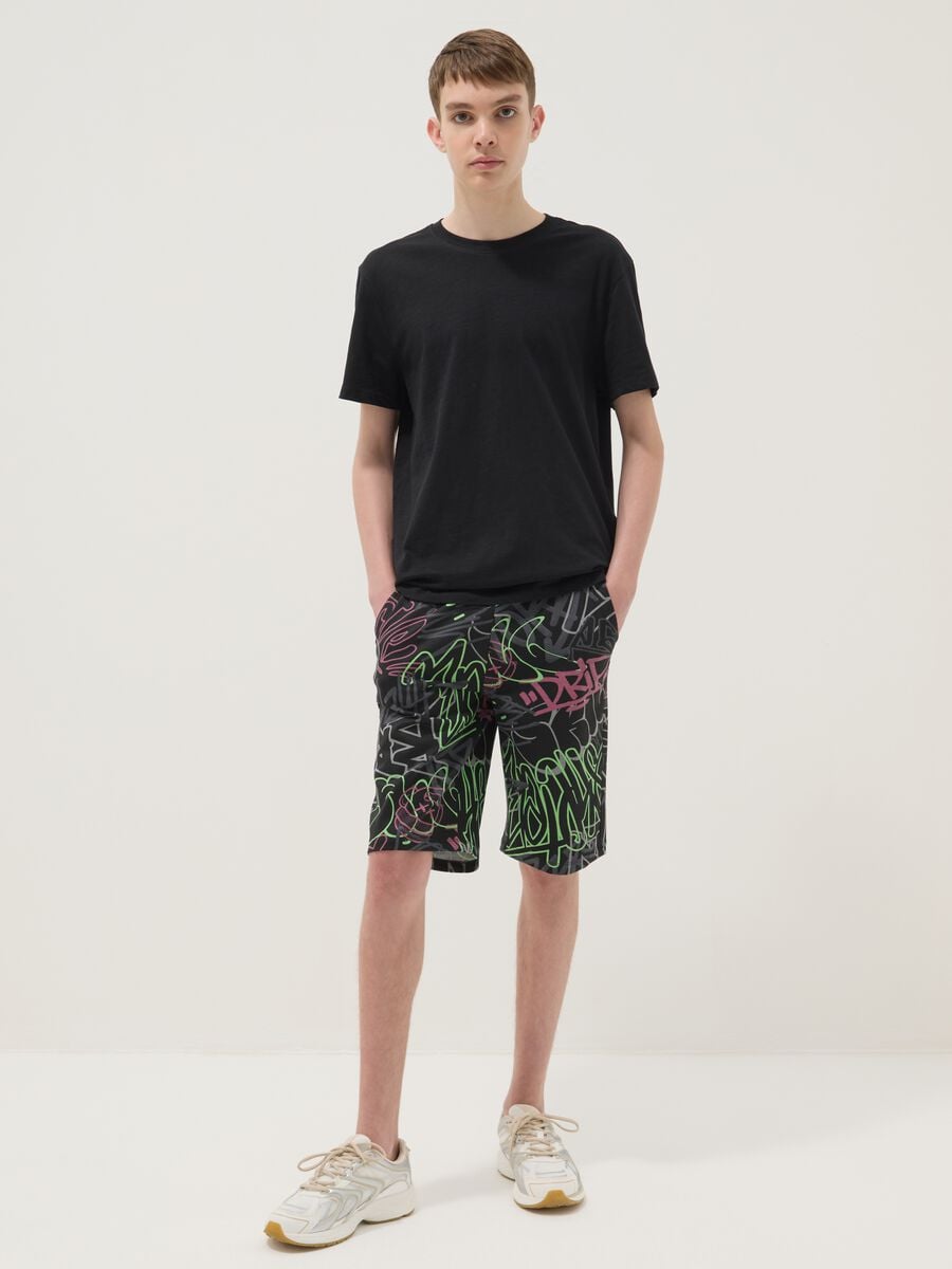 Short in puro cotone multicolor da ragazzo regular fit_0
