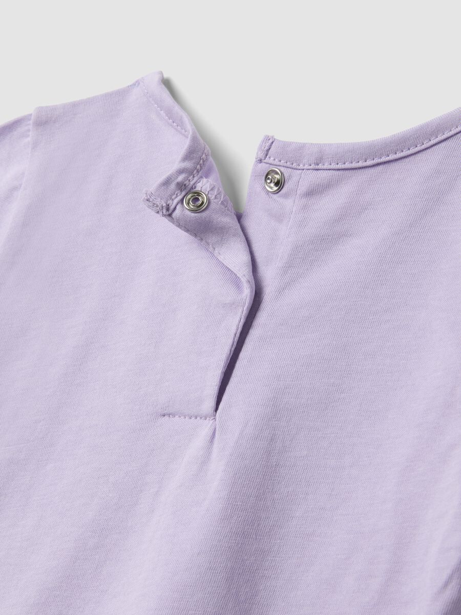 Pigiama corto in puro cotone viola da neonata regular fit con stampa_2