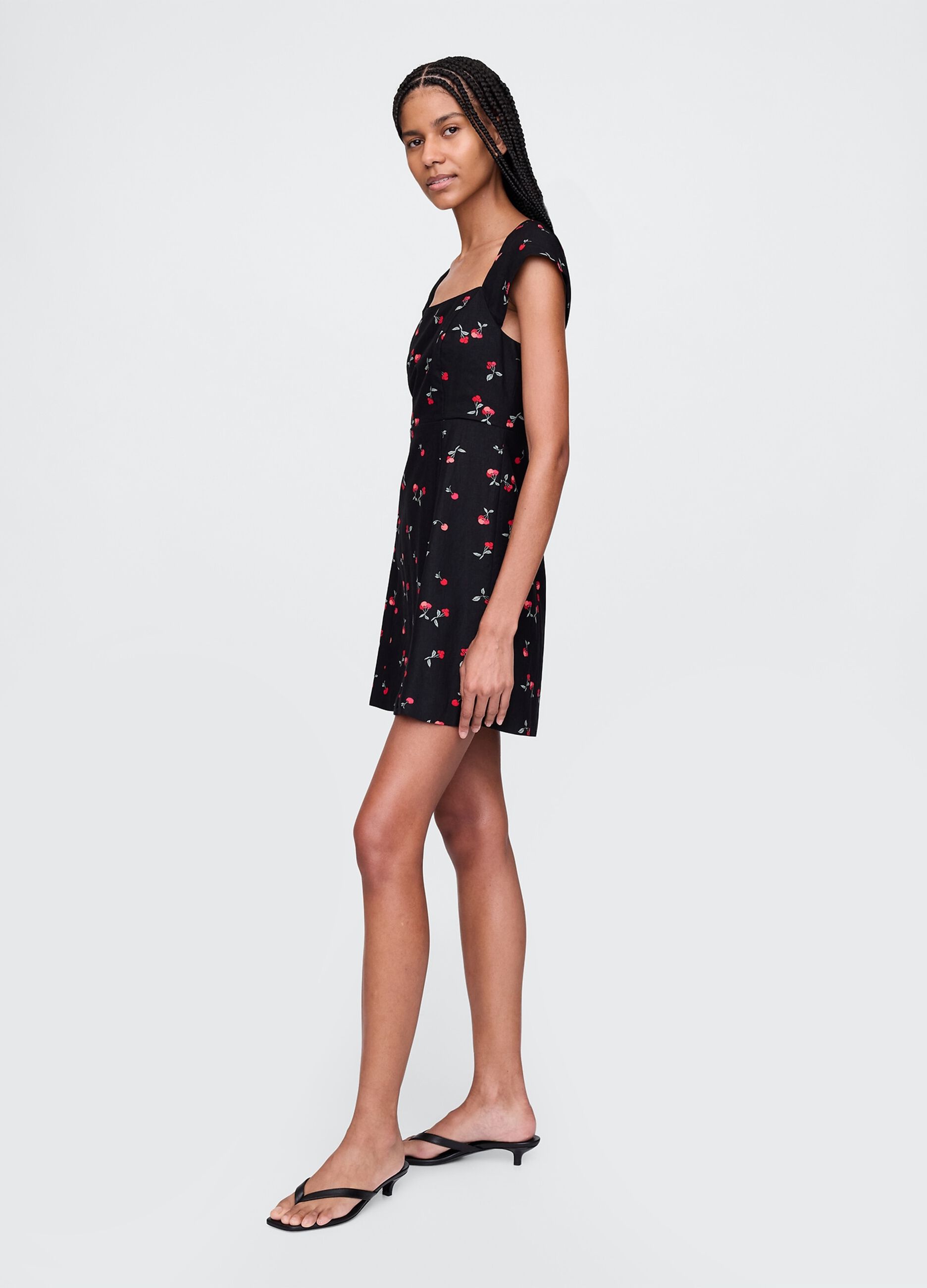 Black Floral Short Dress