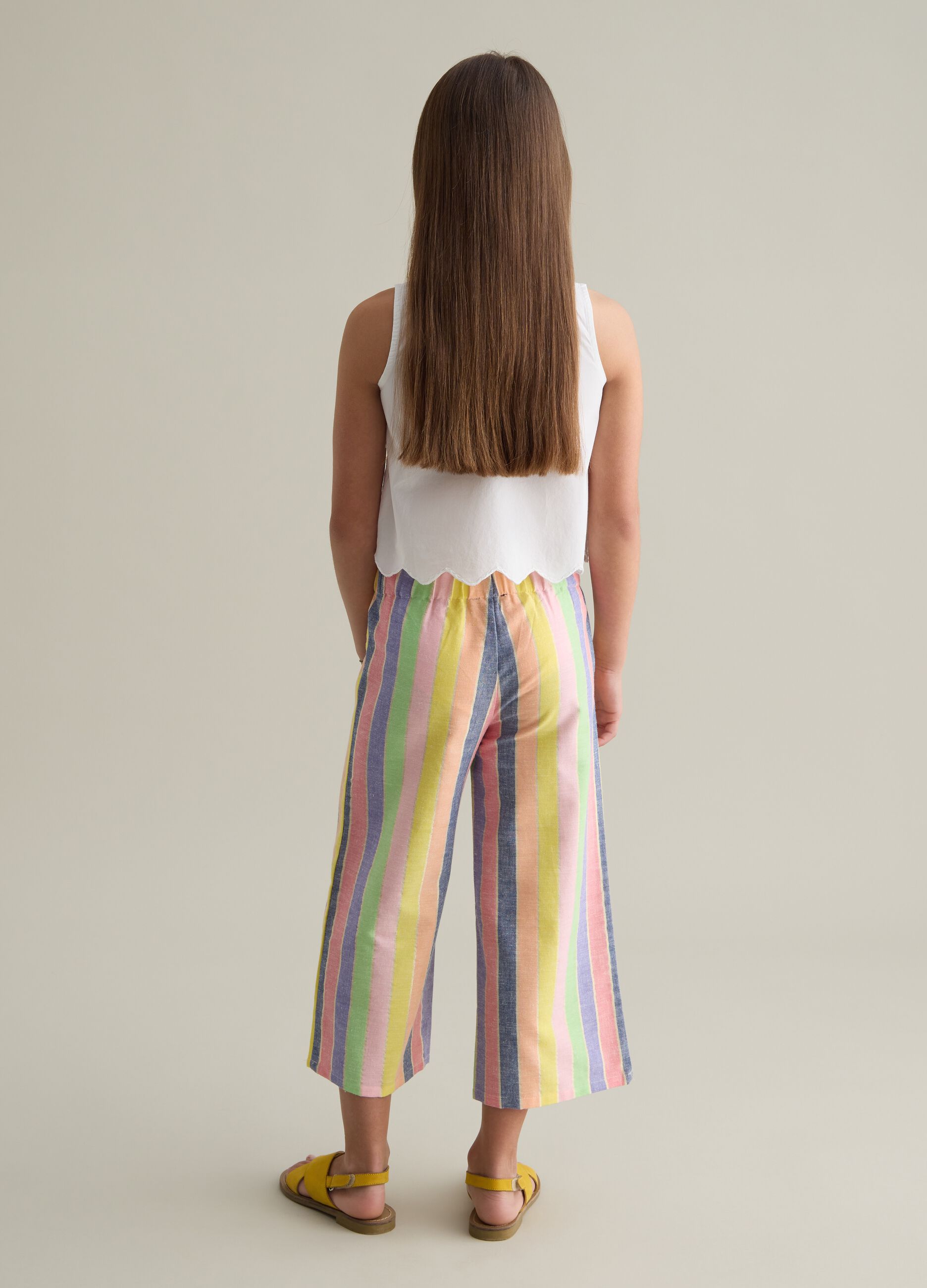Wide Multicolor Striped Trousers