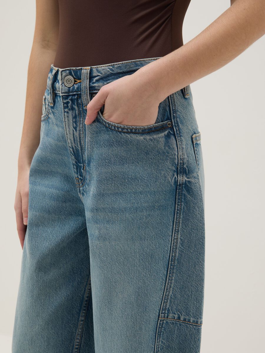 Pure Cotton Blue Regular Fit Skater Jeans_3