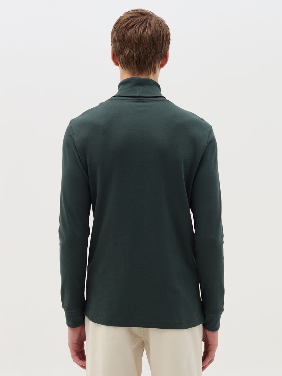 Interlock cotton T-shirt with high neck_3