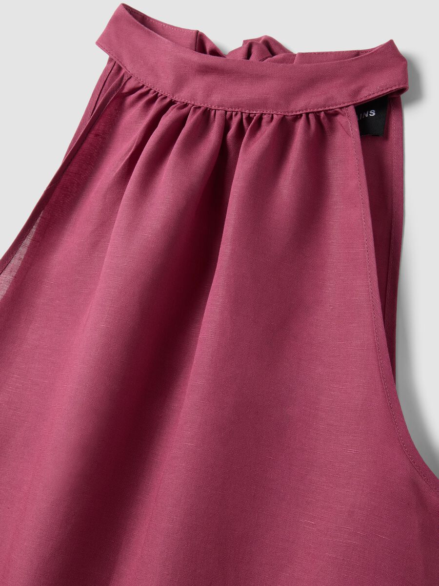 Abito midi rosa in misto lino e viscosa regular fit con collo halter_6
