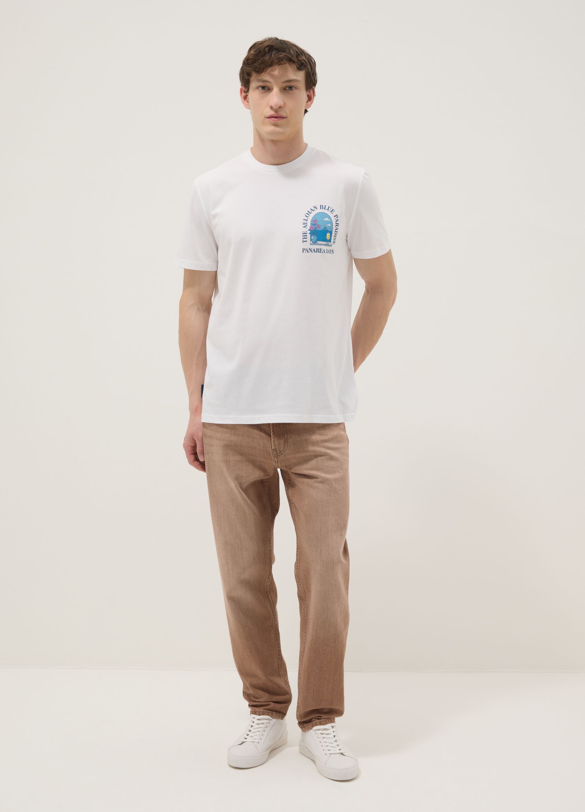White short-sleeve pure cotton regular-fit T-shirt