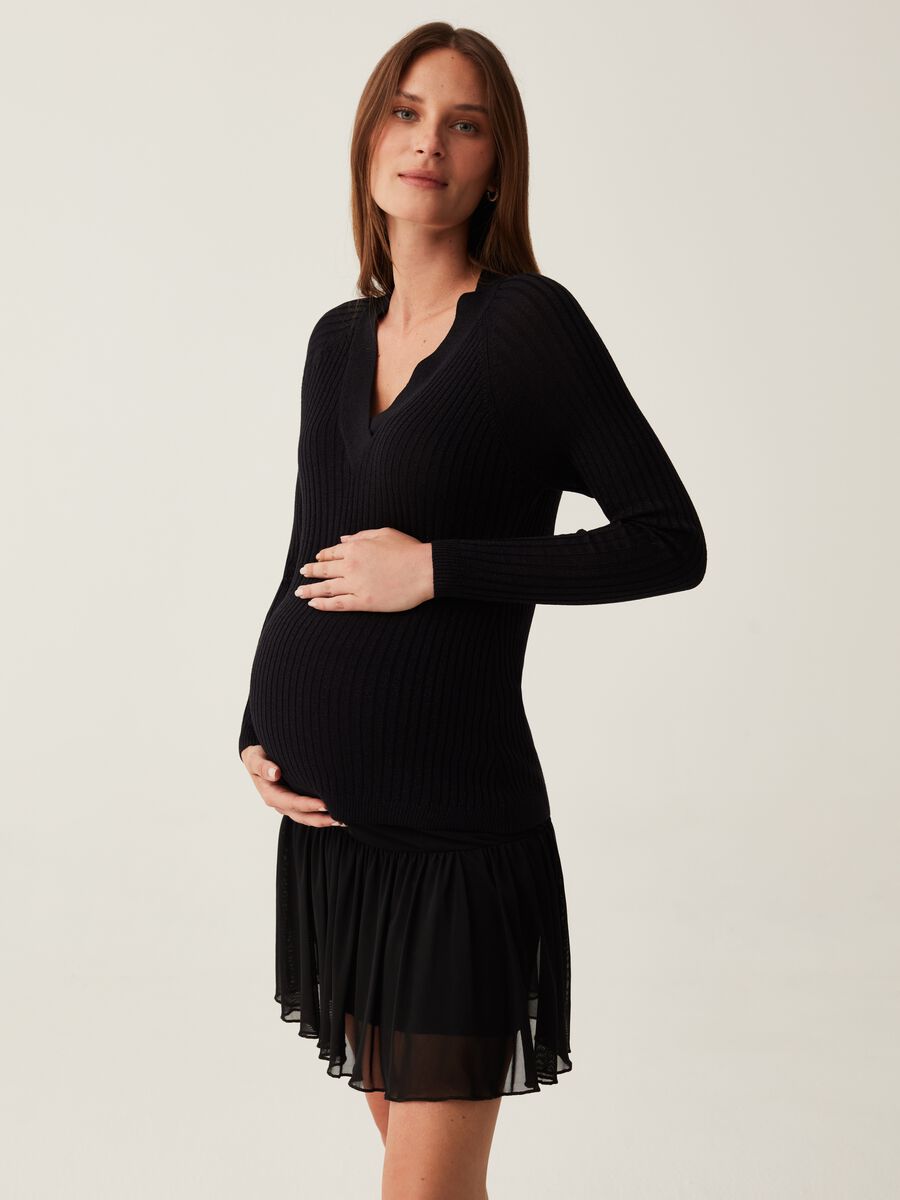 Maglia premaman in lurex con scollo a V_0