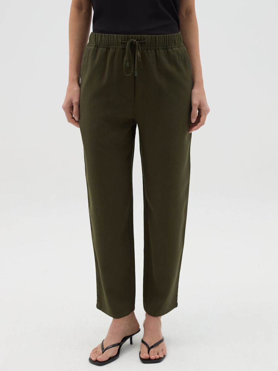 Viscose blend joggers with drawstring_1