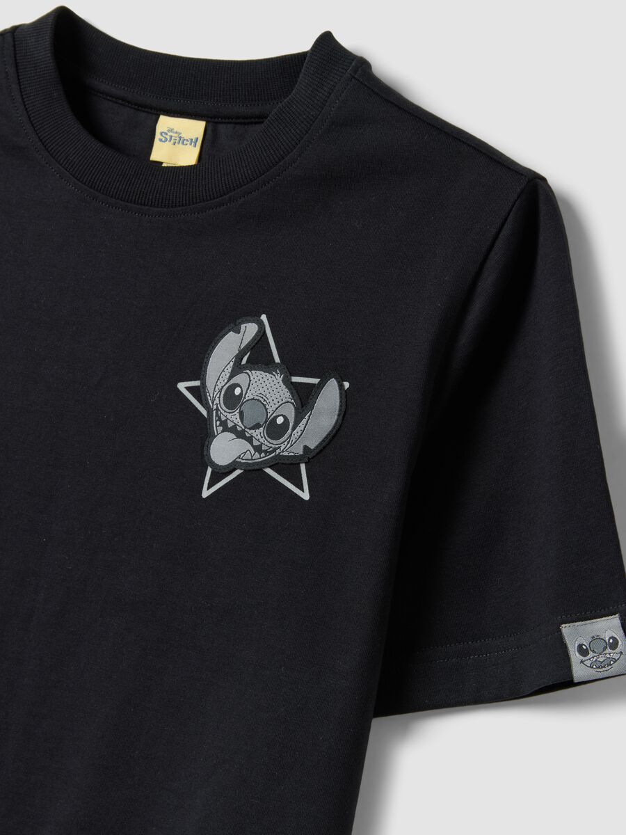 Girls&rsquo; black boxy-fit pure cotton T-shirt with Lilo & Stitch print_2