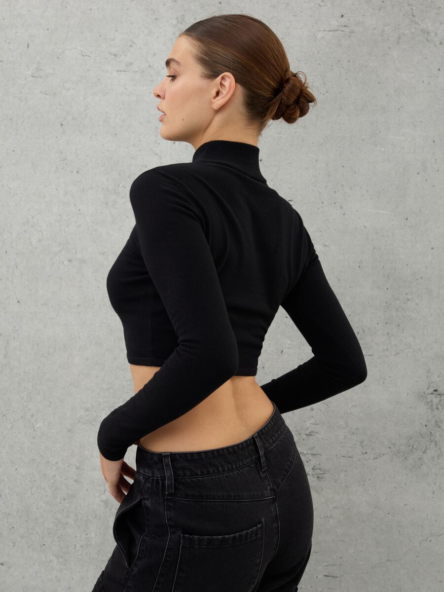 High Neck Knit Top Black_2