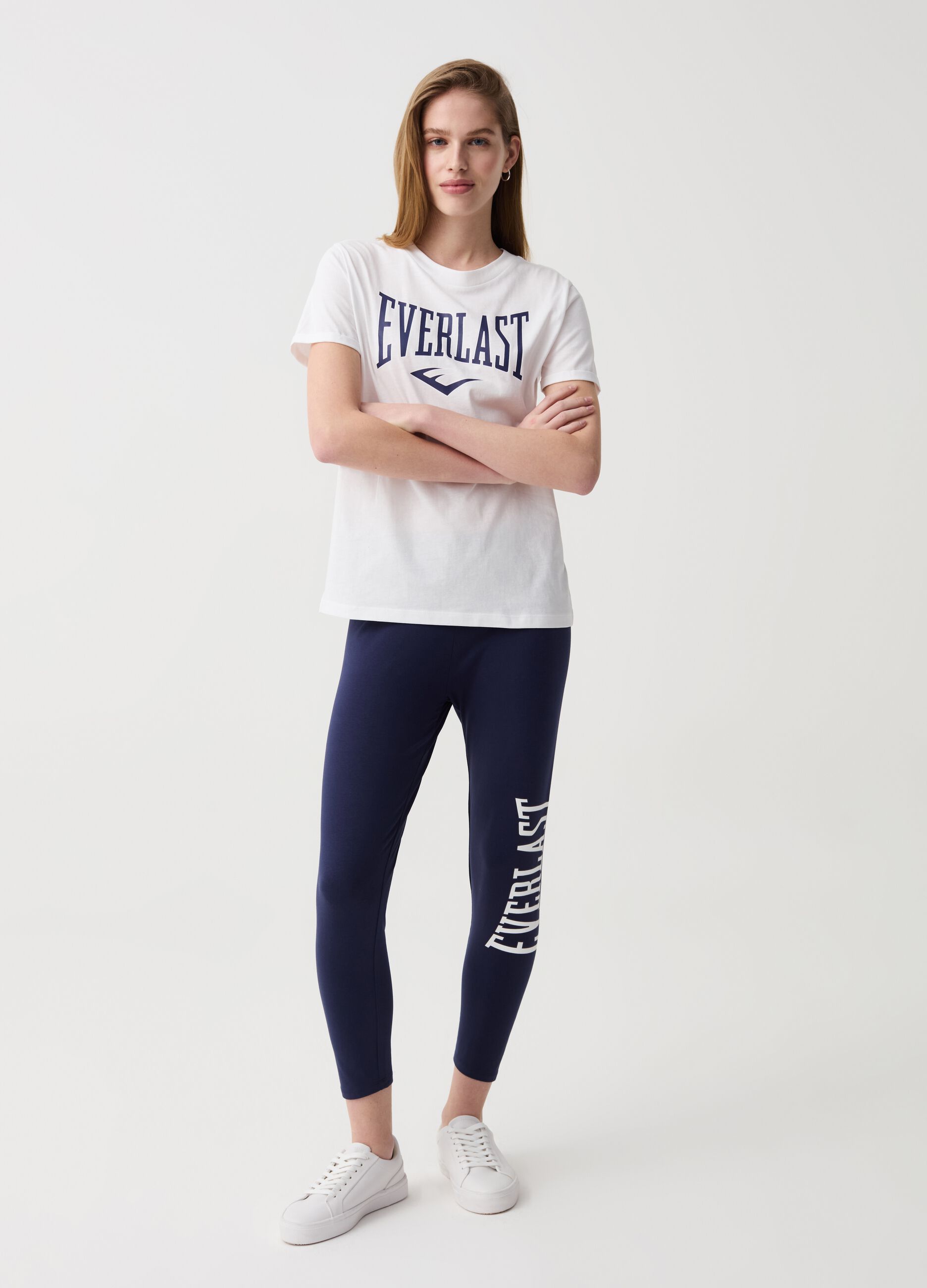 Cropped leggings with logo print