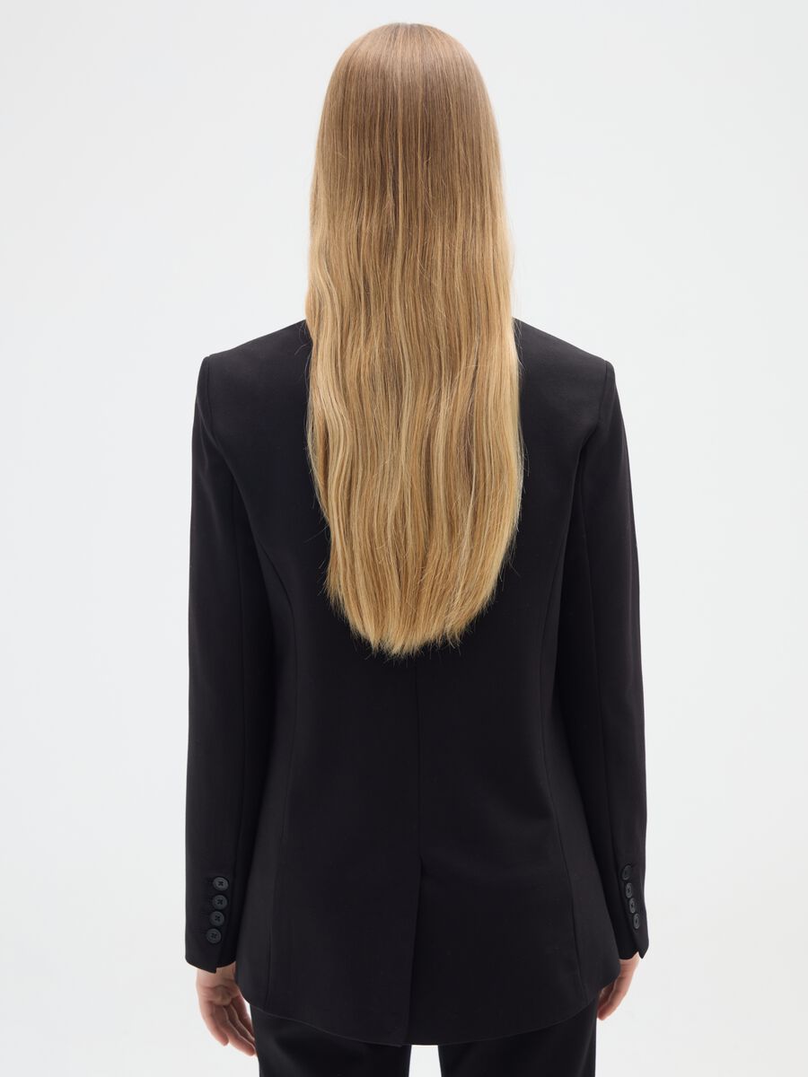 Blazer in tessuto elasticizzato nero regular fit_3