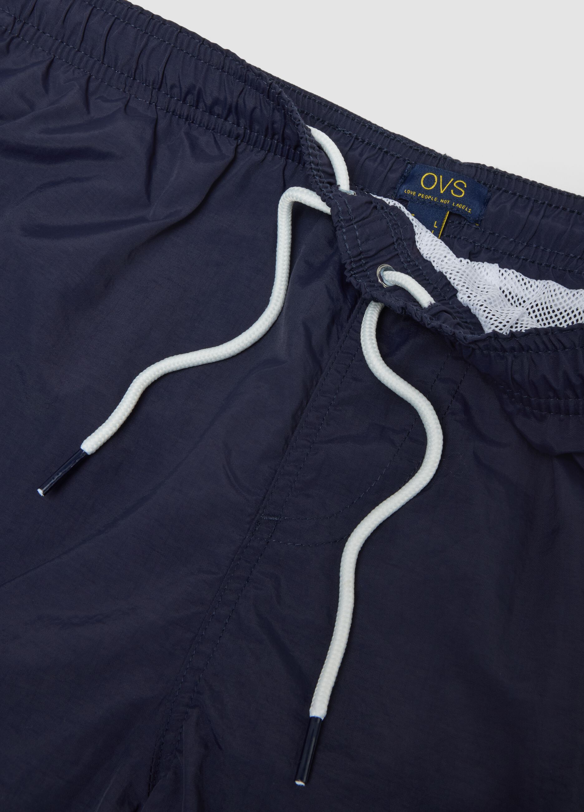 Blue regular-fit swim shorts with drawstring