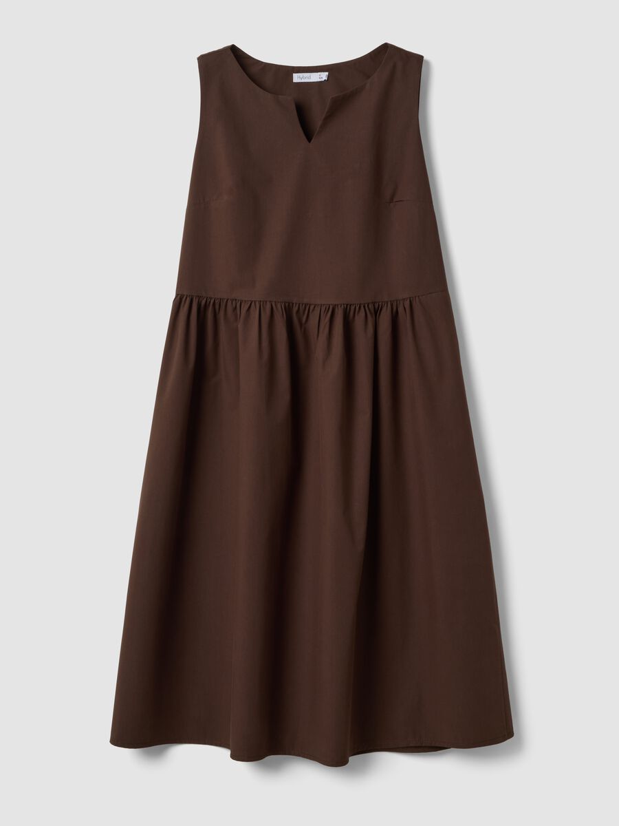 Abito midi marrone in puro cotone over fit_4
