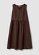 Brown pure cotton midi dress, oversized fit_4