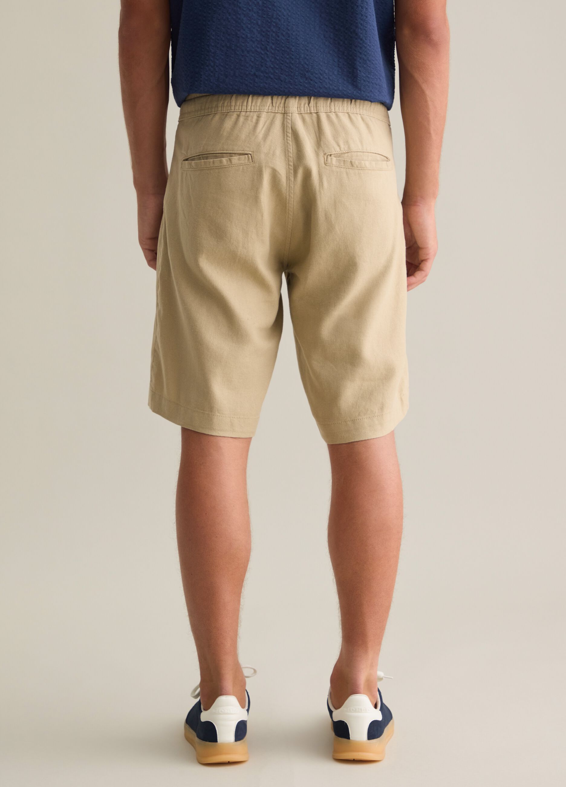Men's beige cotton blend shorts regular fit