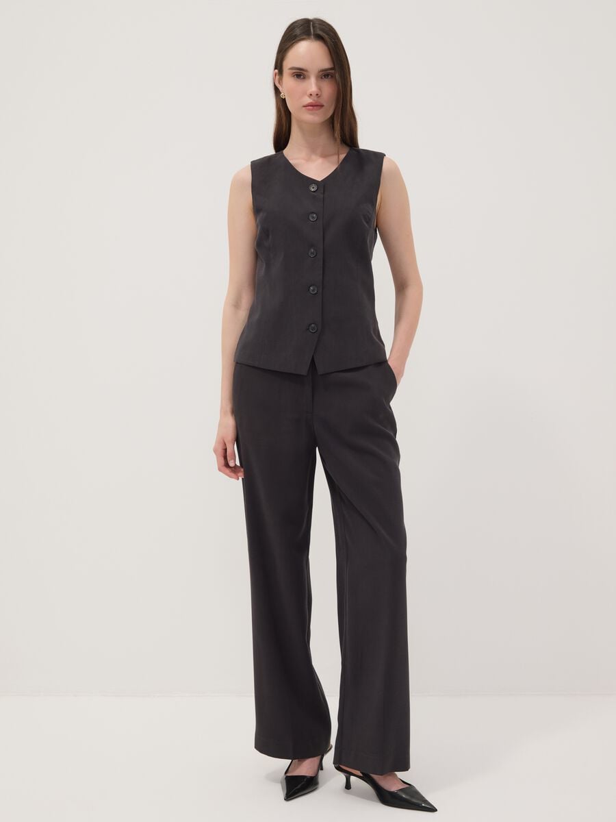 Gilet nero in misto viscosa slim fit_2