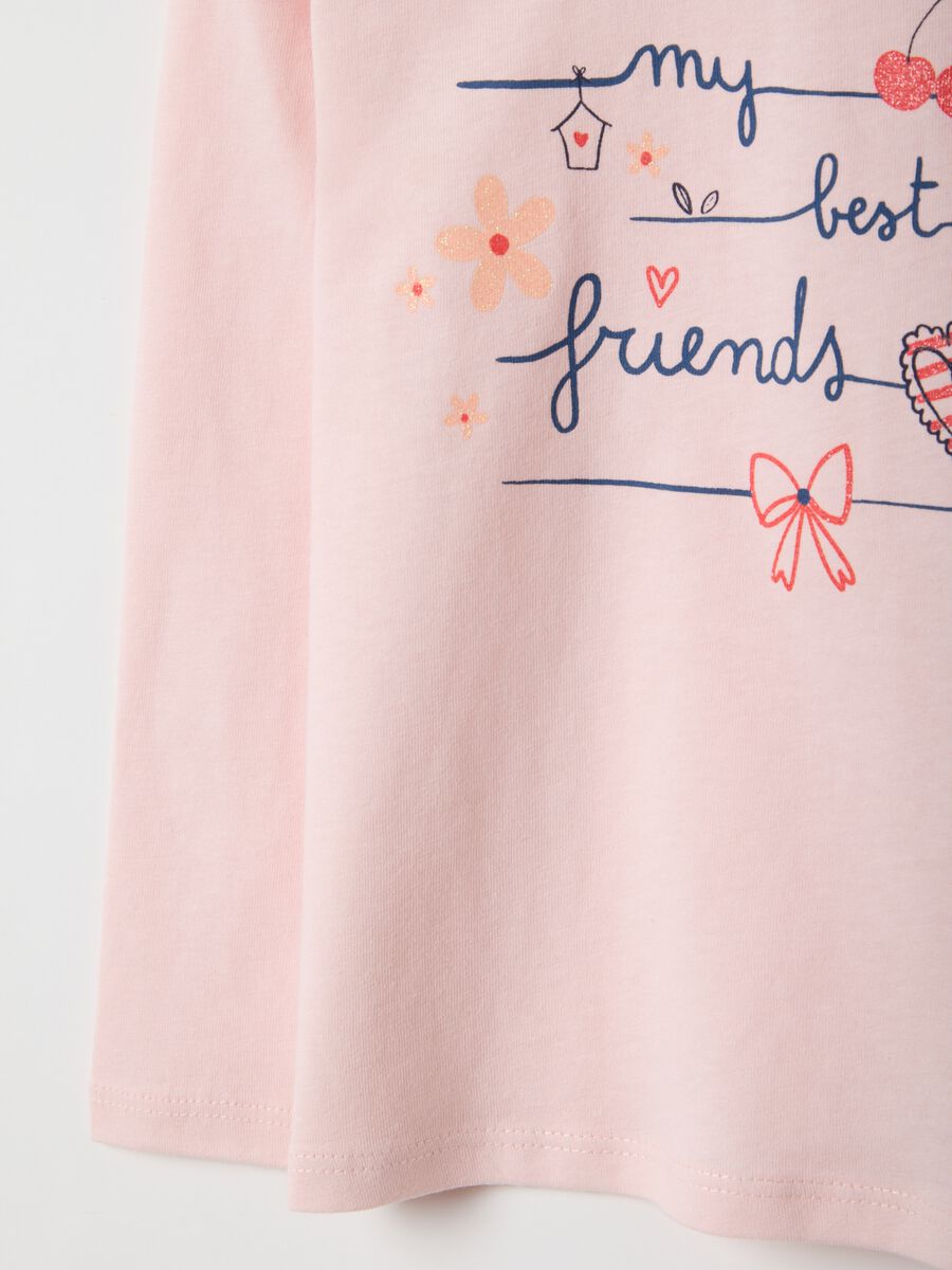 Girls' Pink Regular Fit Pure Cotton T-Shirt_2