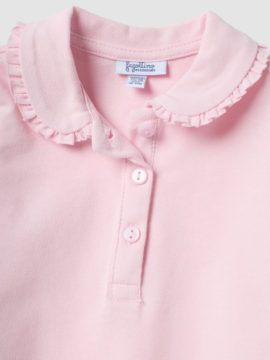 Polo rosa in puro cotone organico a maniche lunghe regular fit per bimba_2