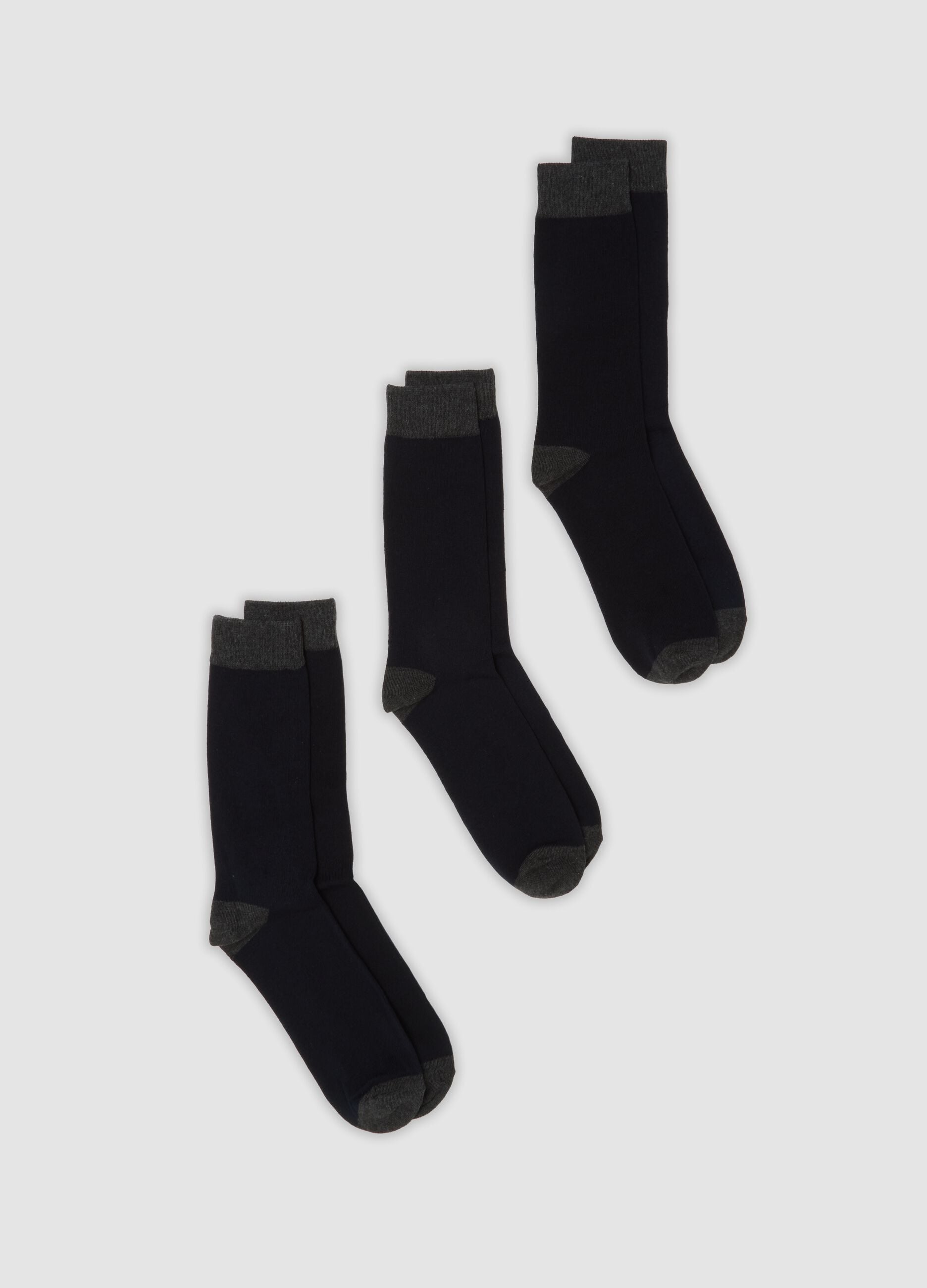 3-pack of black mid-calf socks in organic stretch cotton