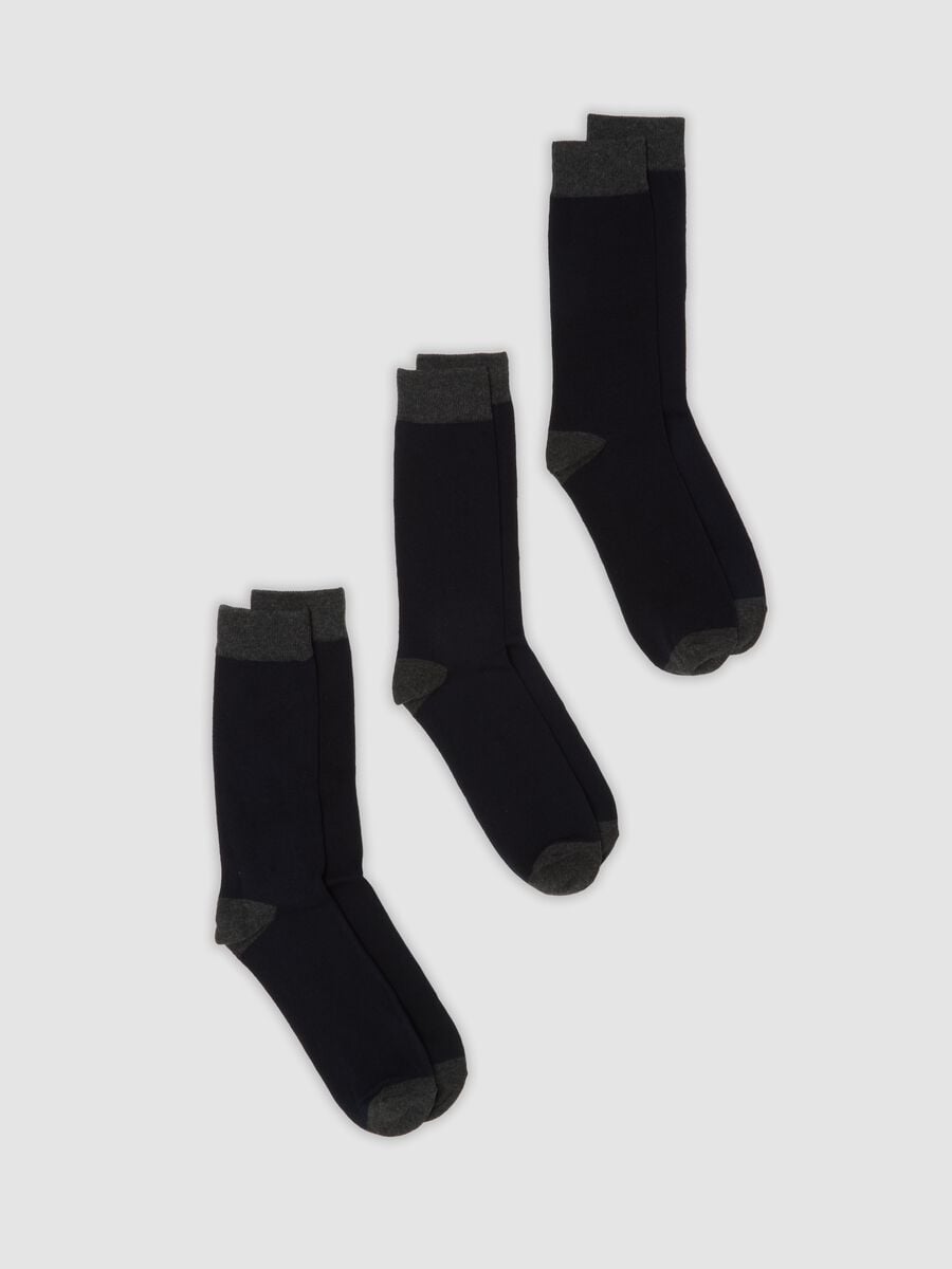 3-pack of black mid-calf socks in organic stretch cotton_0