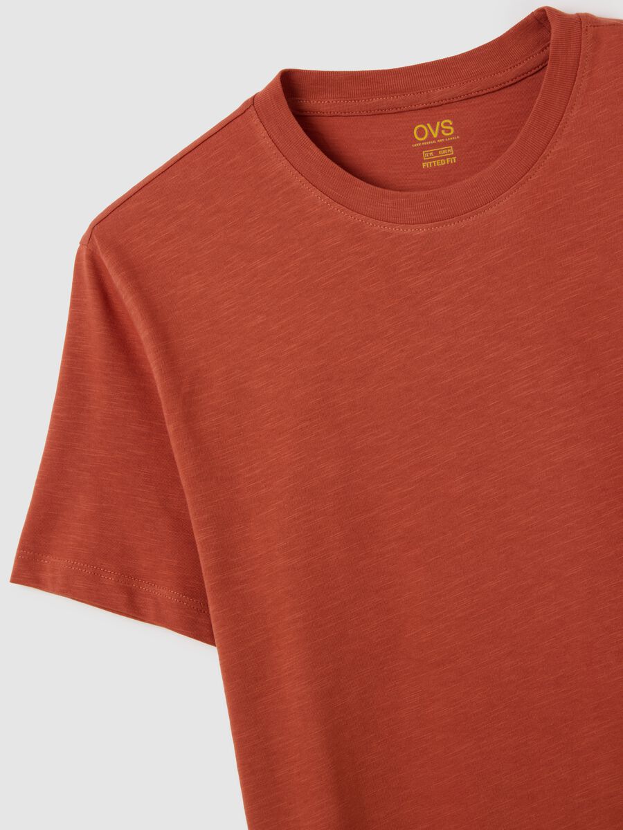 Orange fitted crew neck men's t-shirt_5