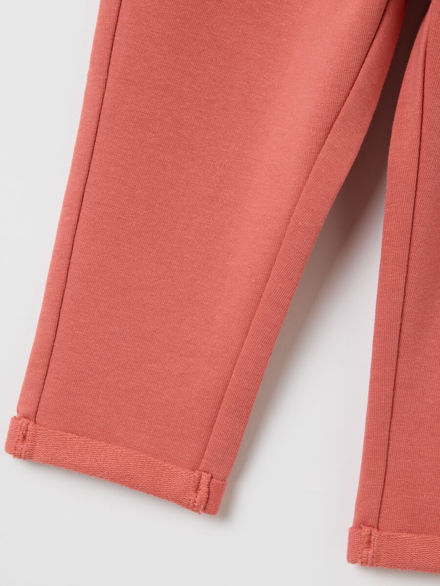 Baby girls' pink stretch cotton trousers regular fit_3