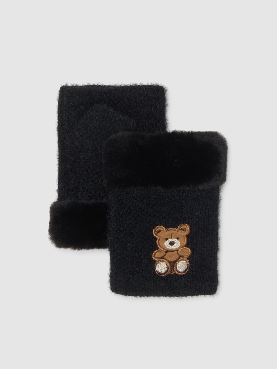 Black gloves with embroidery_0