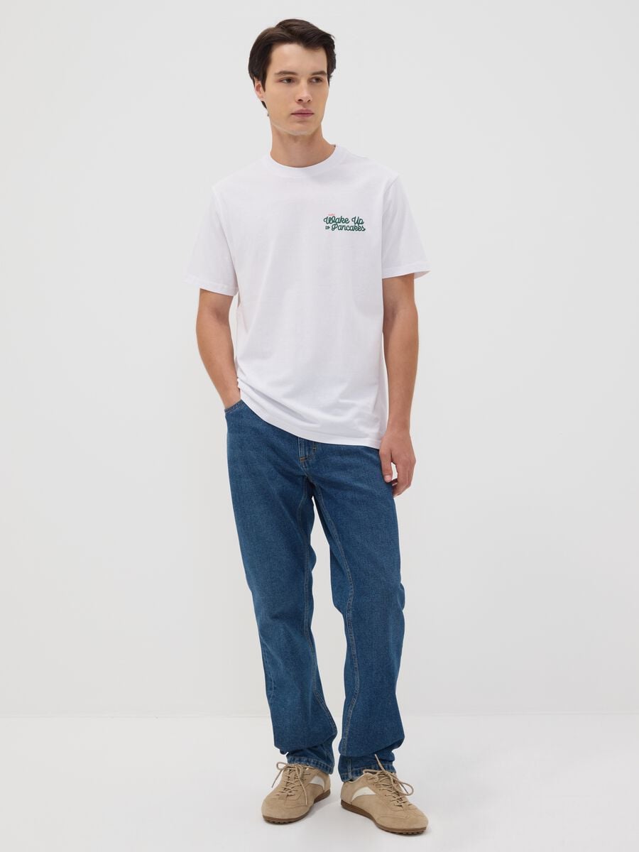 White pure cotton jersey T-shirt with print, regular fit_1