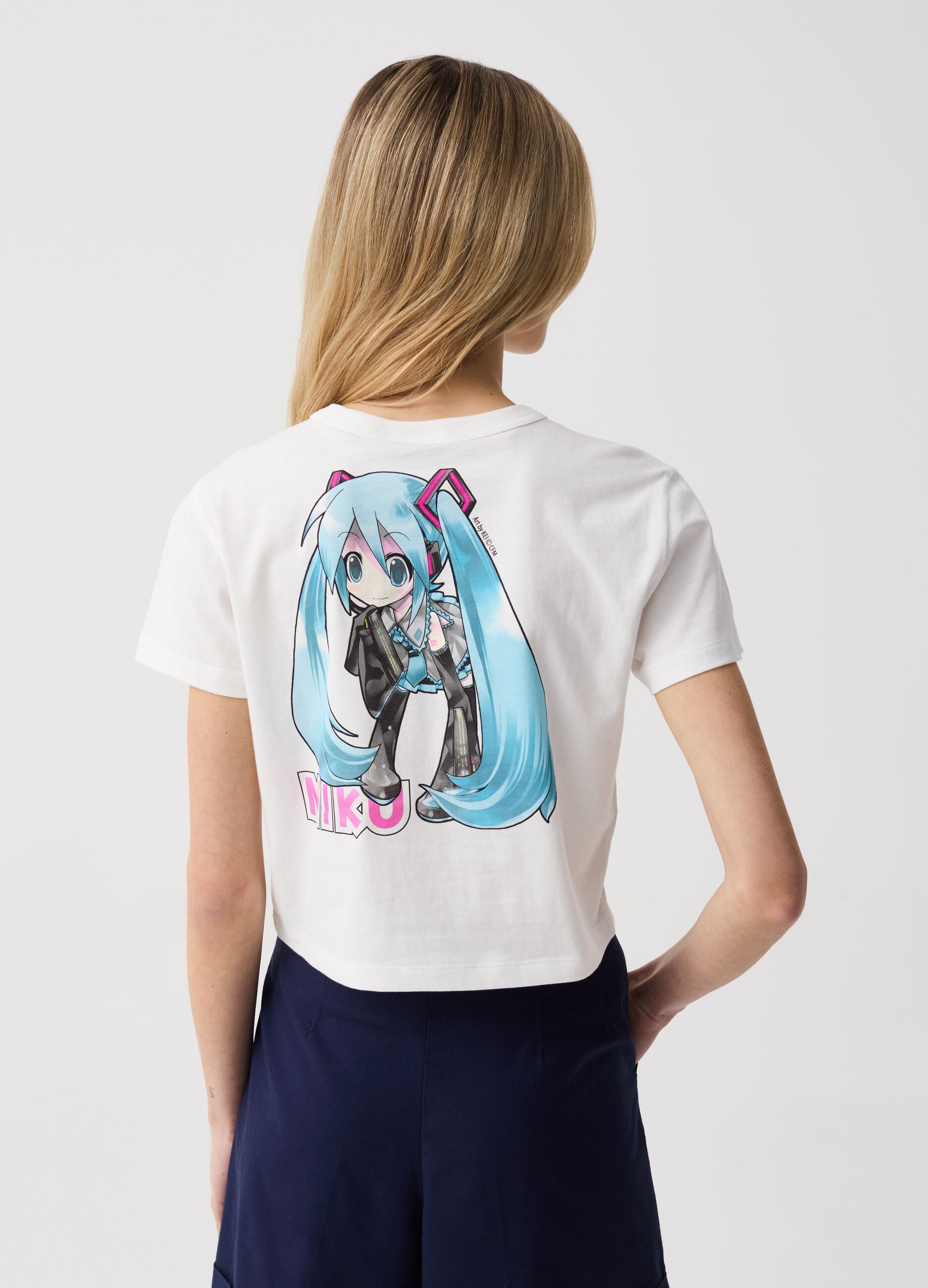 Cotton T-shirt with Hatsune Miku print