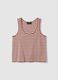 Multicolour striped regular fit cotton and linen tank top_4