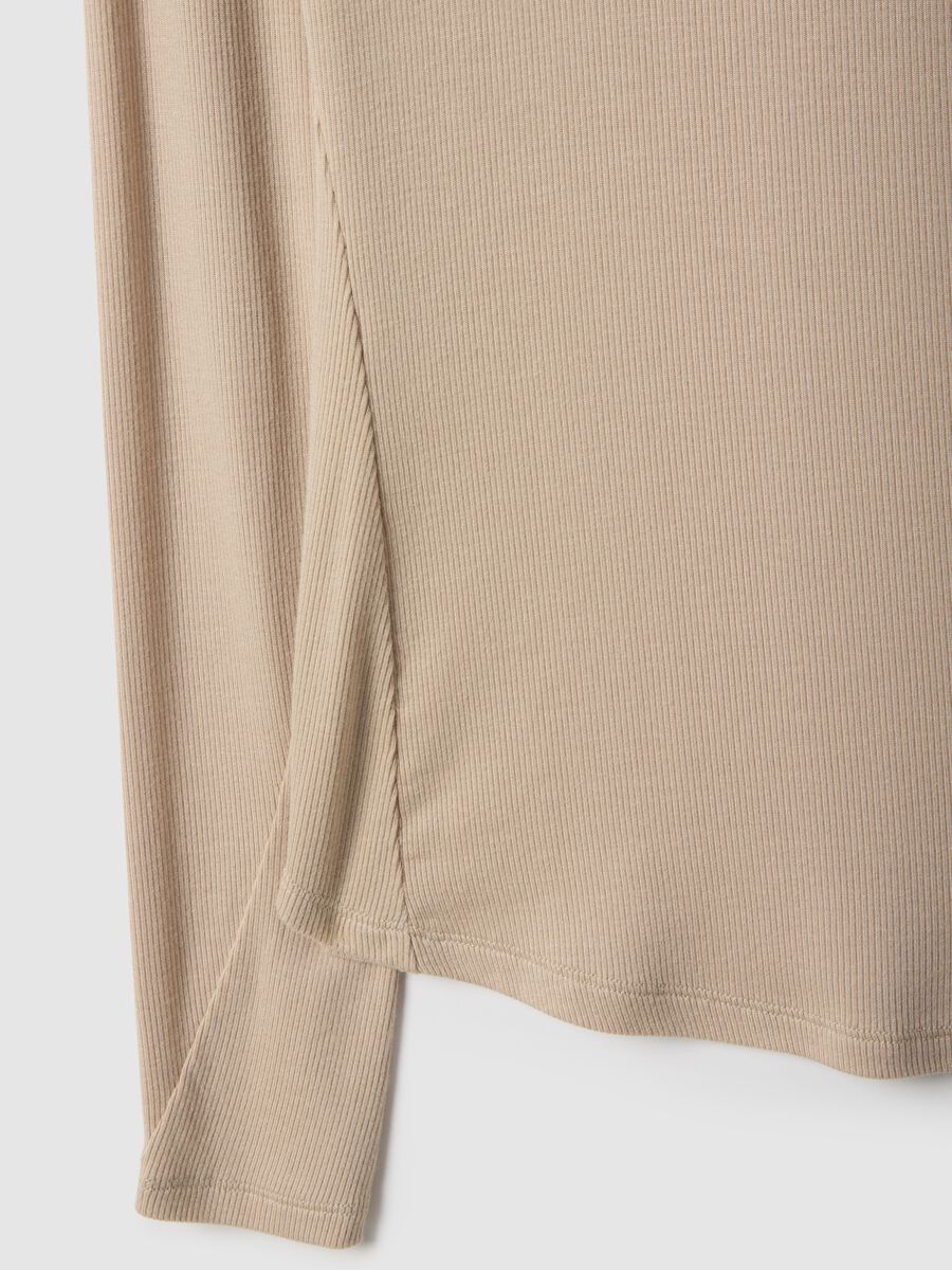 Beige Stretch Modal Regular Fit Top_5