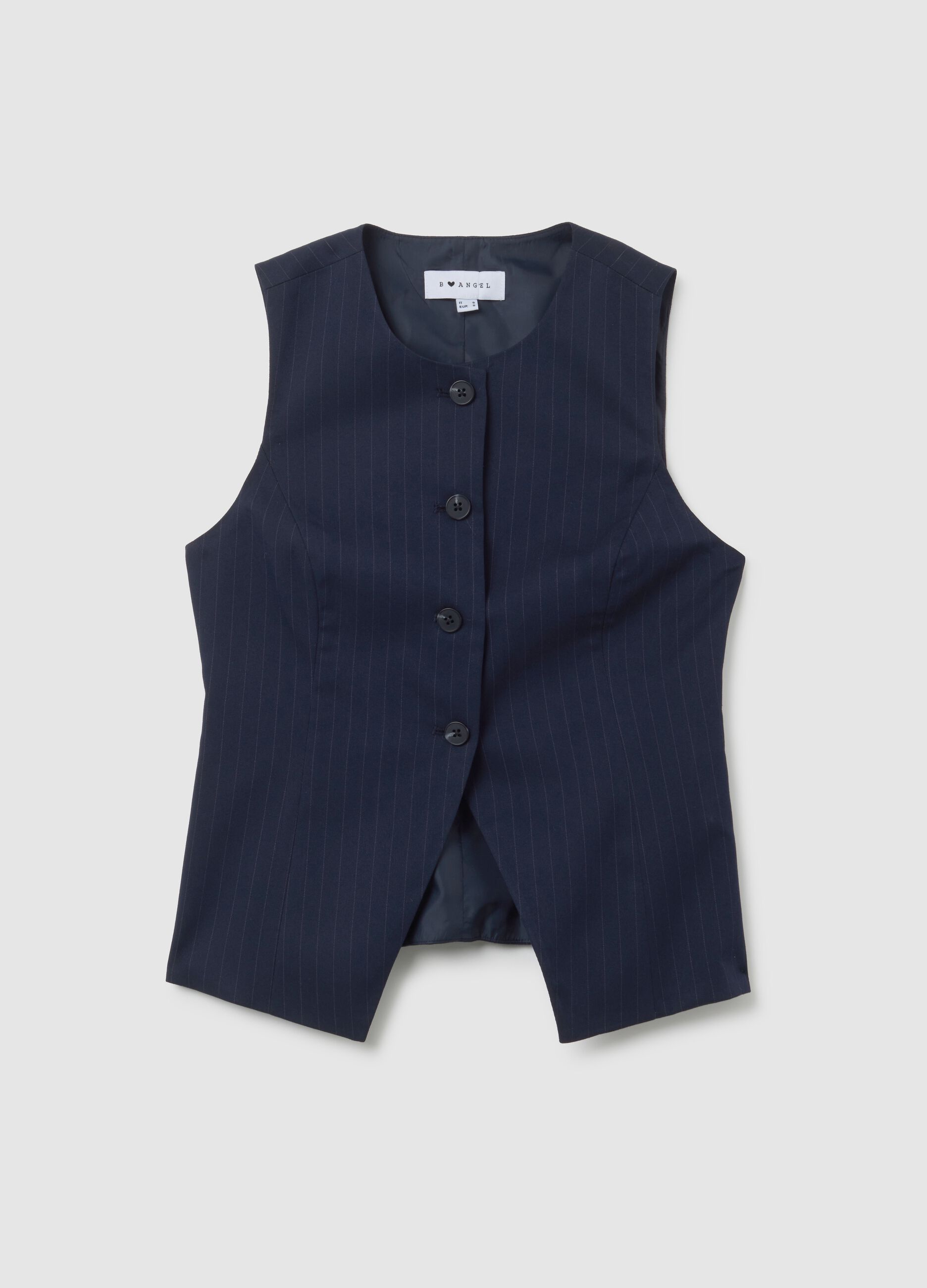 Gilet in tessuto elasticizzato blu regular fit a righe