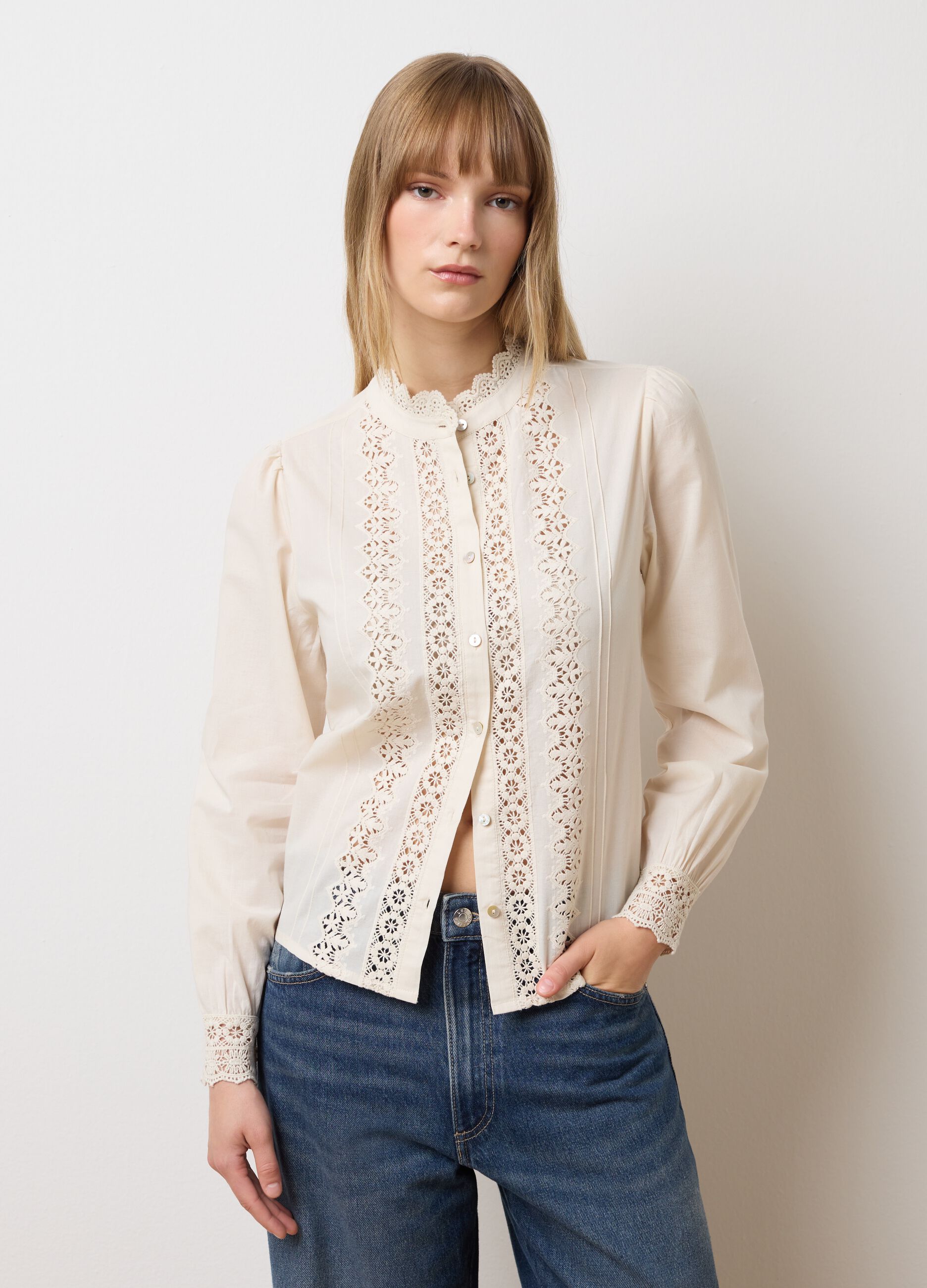 Beige regular fit pure cotton shirt