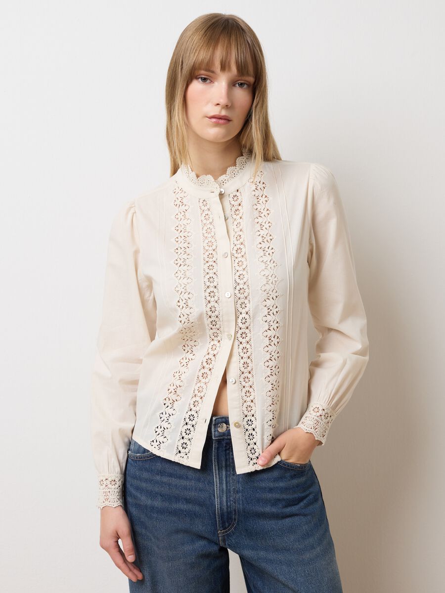 Beige regular fit pure cotton shirt_1