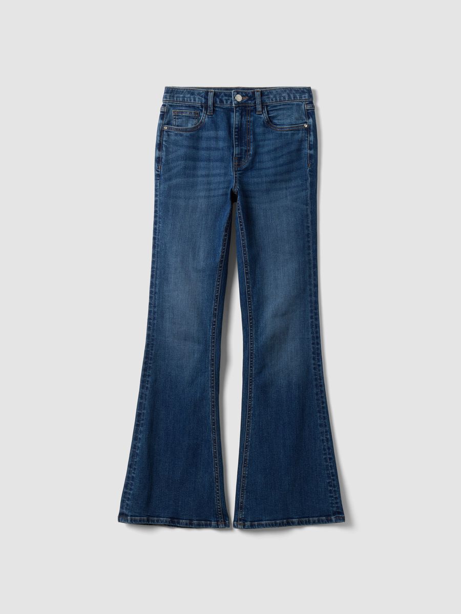 Jeans flare blu in cotone elasticizzato_4