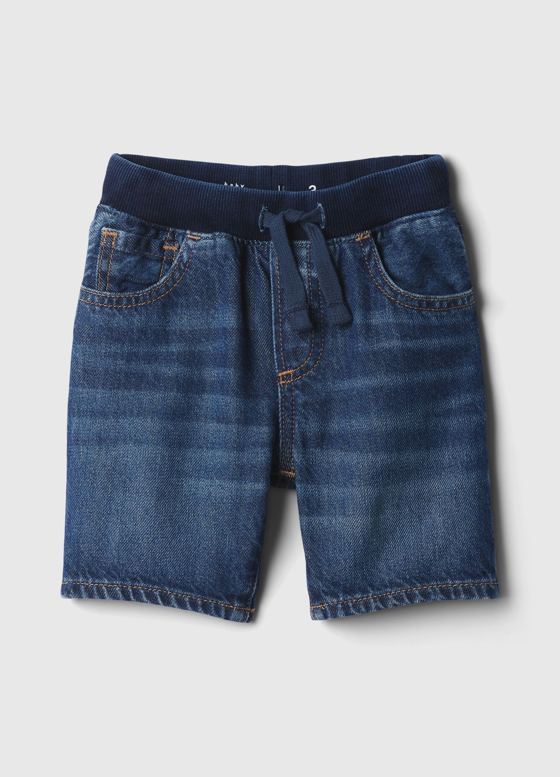 Denim Bermuda shorts with drawstring