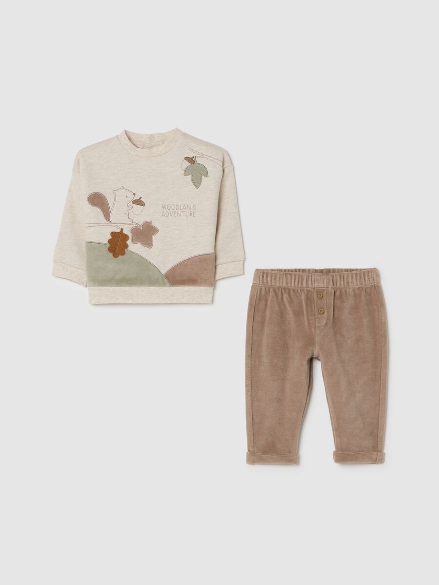Beige Velour Set for Newborns_0