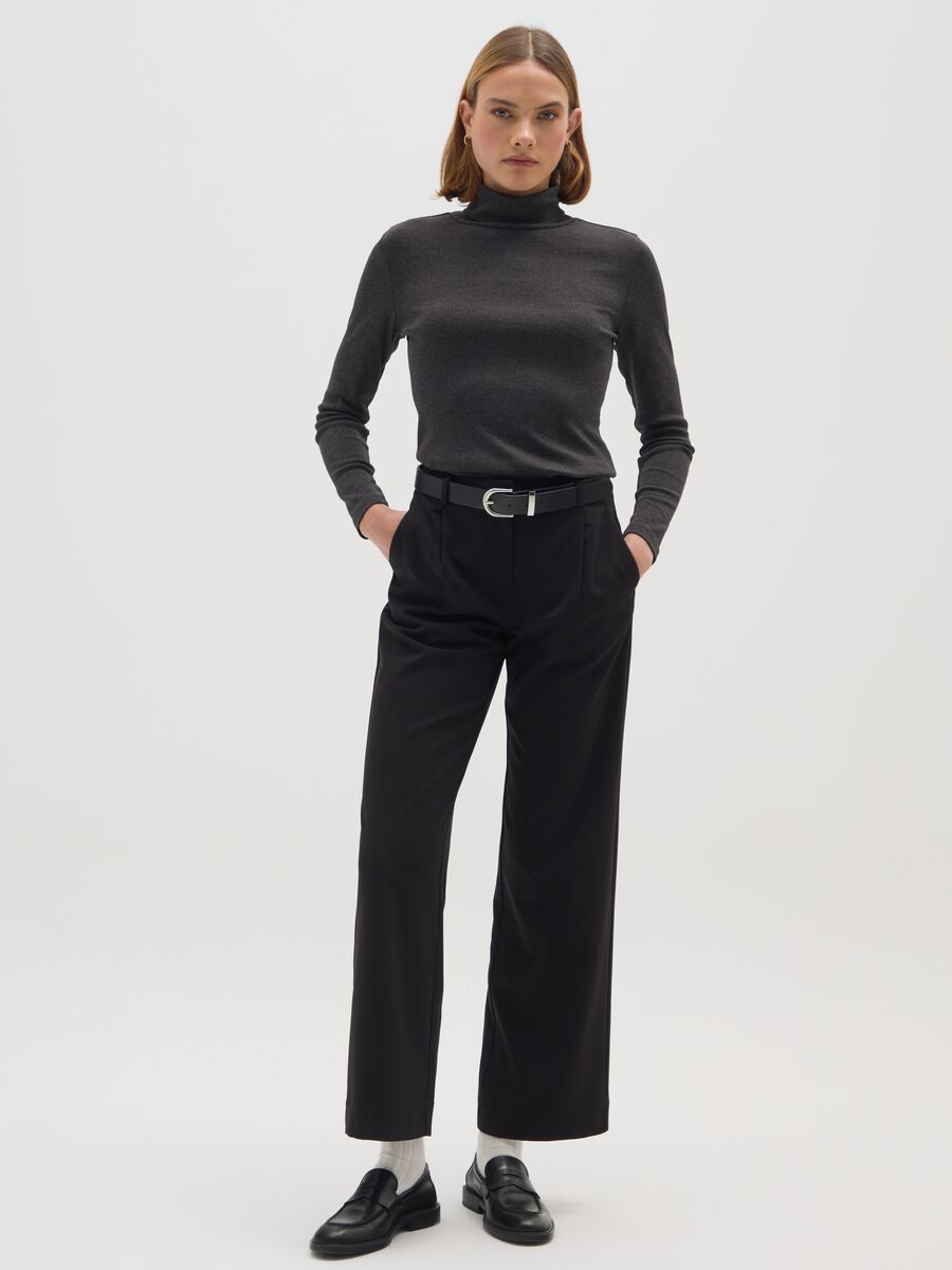 Dolcevita in misto cotone grigia regular fit_1