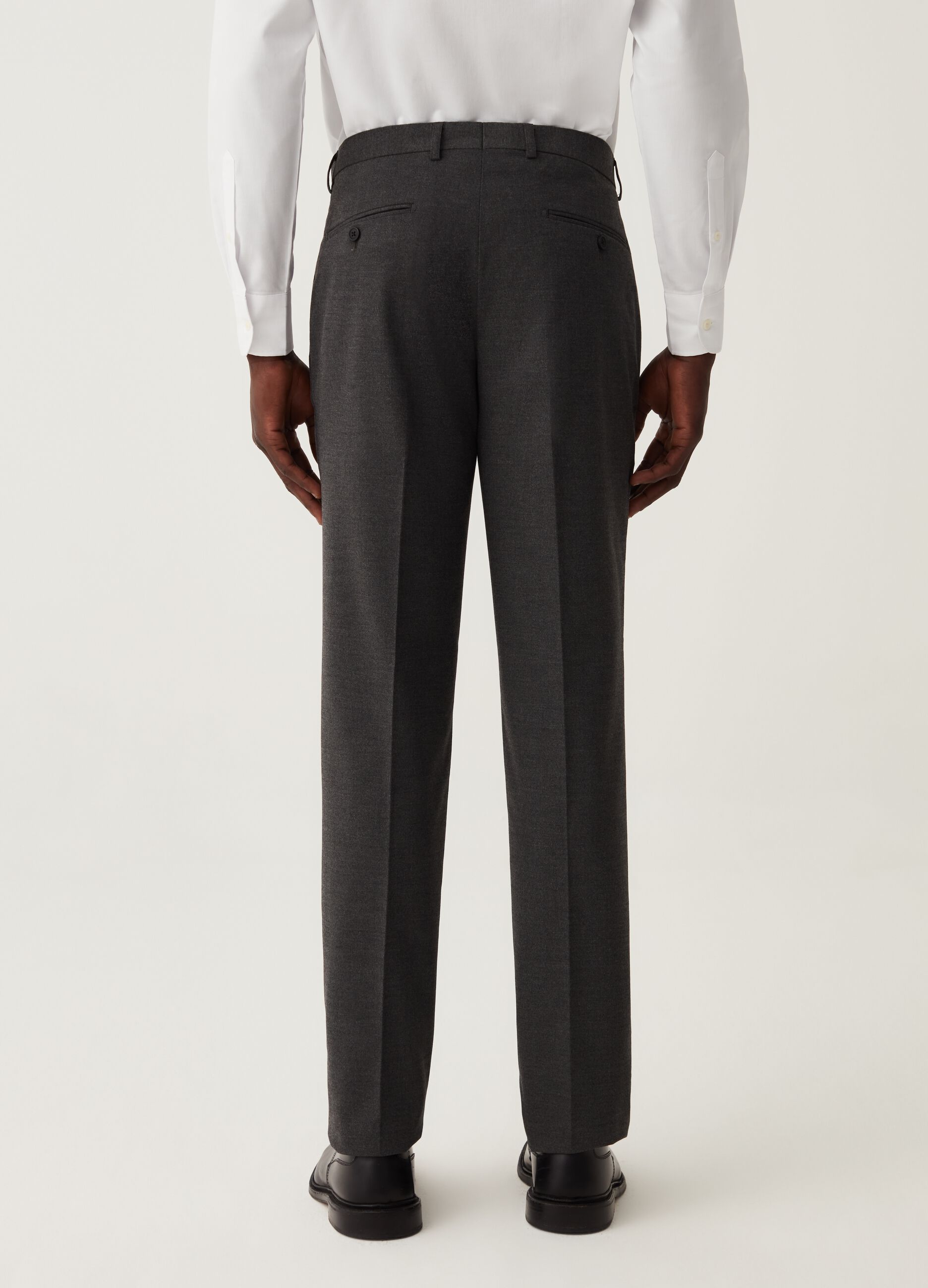 Pantalone slim fit melange grigio_2