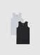 Pack of grey and black cotton vests_0