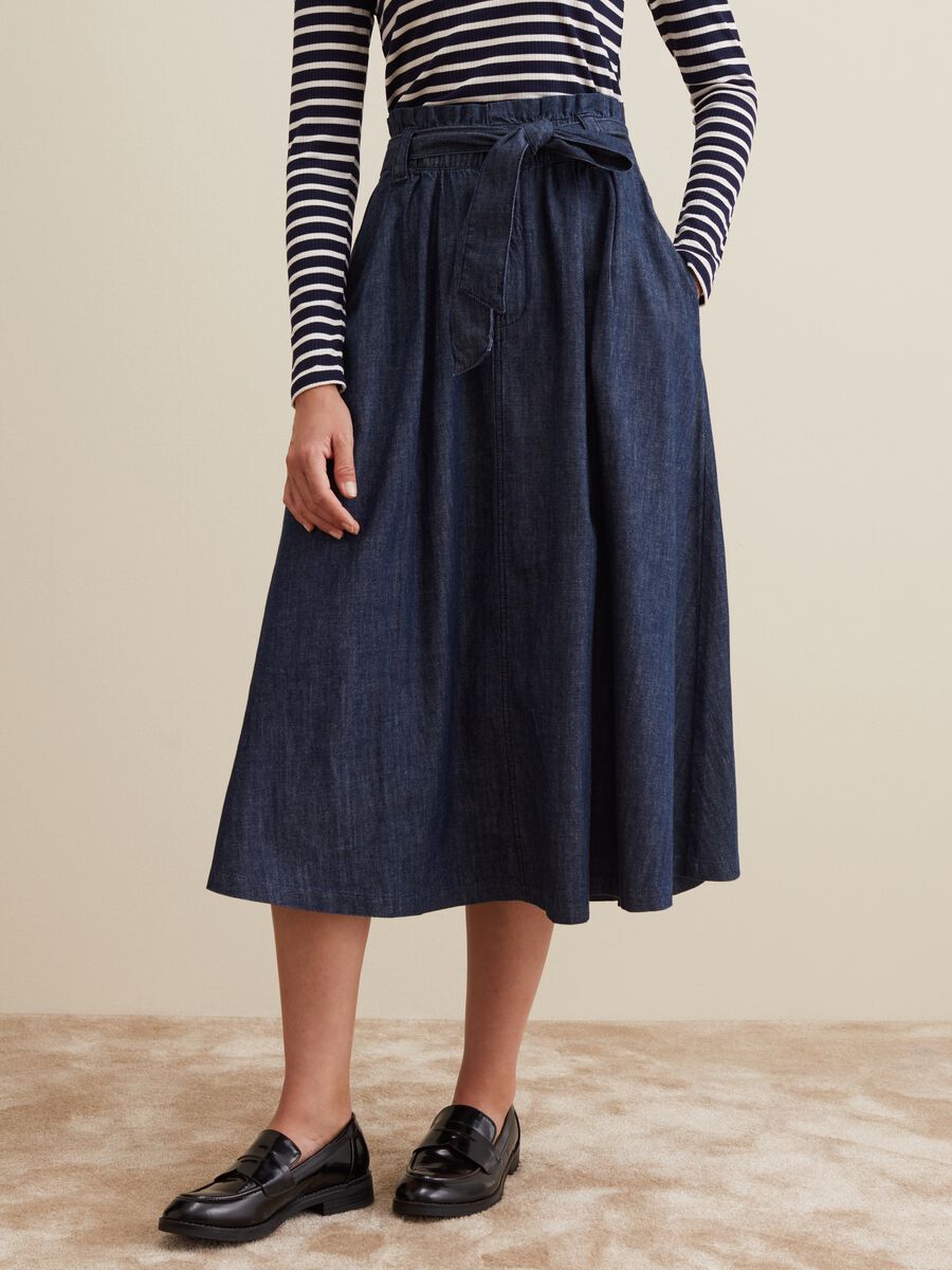Gonna a ruota in denim con cintura_1